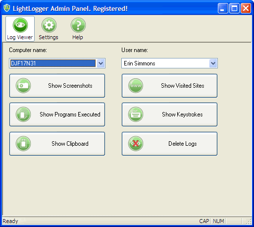 LightLogger Keylogger Log Viewer Page