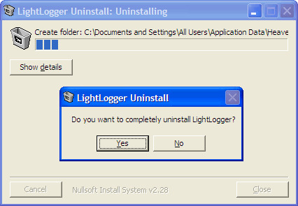 LightLogger Keylogger Uninstallation Process