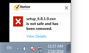 Norton Security popup