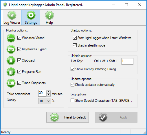 LightLogger Product - Keylogger Monitoring Software